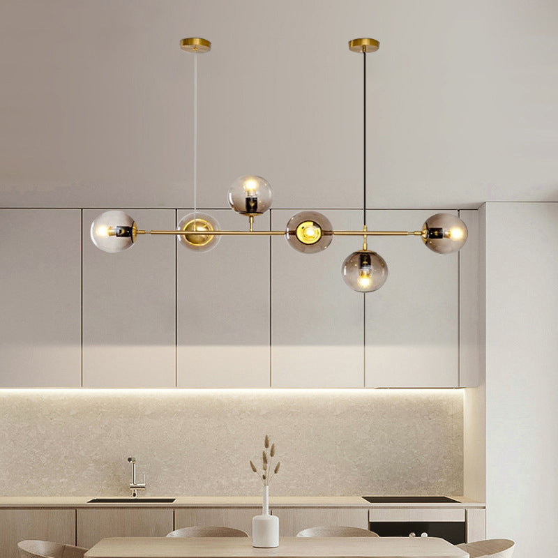 Globe Island Lighting in Modern Luxury Style Glass 6-Light Island Light