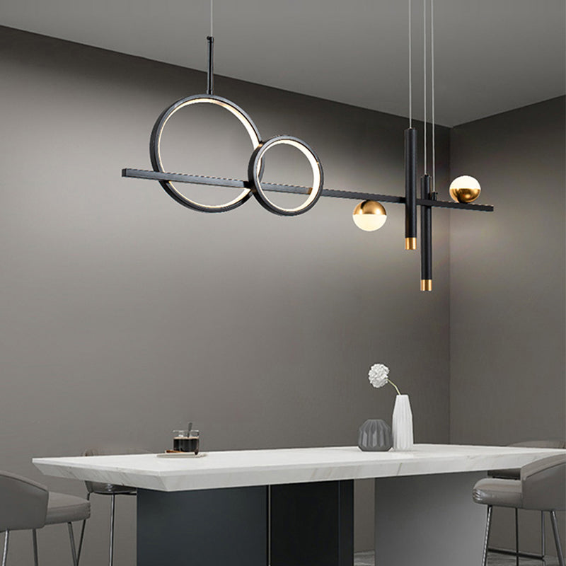 Linear LED Island Lighting in Contemporary Metal 6-Light Pendant Lights for Kitchen