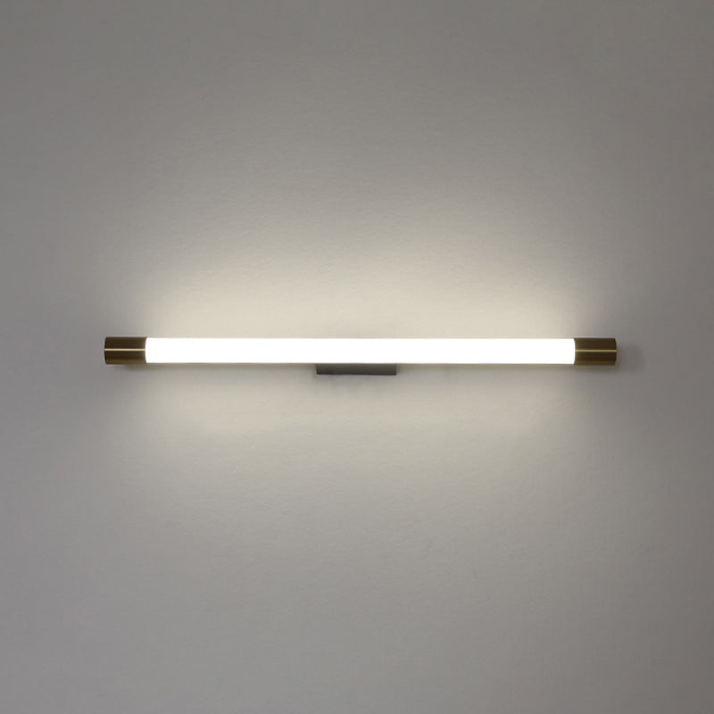 1-Light Linear Shade Wall Sconce Modern Style Metal Mirror Wall Lighting in Gold