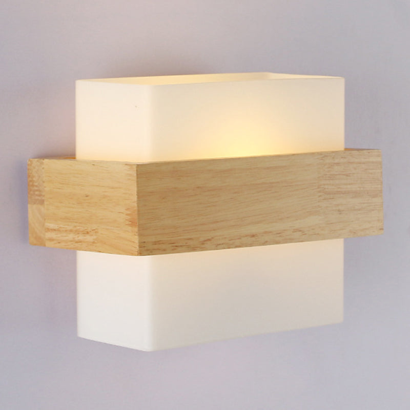 Moderner Stil Geometrisch geformte Wandlampe Holz 1 Lichtwandbeleuchtung Armaturen