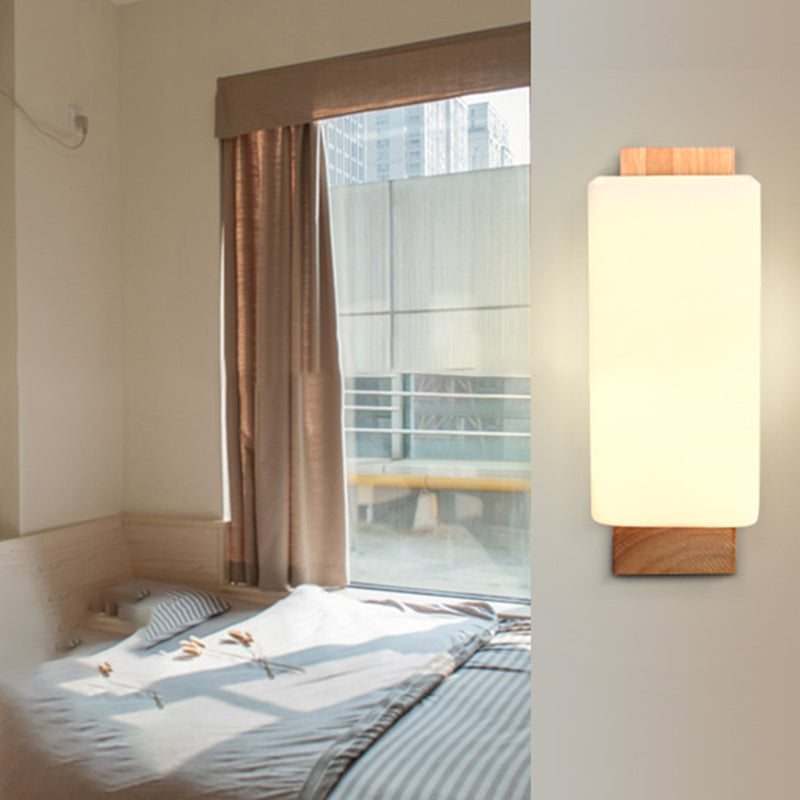 Moderner Stil Rechteck geformtes Wandlampe Holz 1 Lichtwandbeleuchtung Armaturen