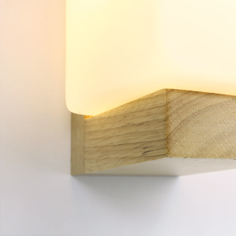 Moderner Stil Rechteck geformtes Wandlampe Holz 1 Lichtwandbeleuchtung Armaturen