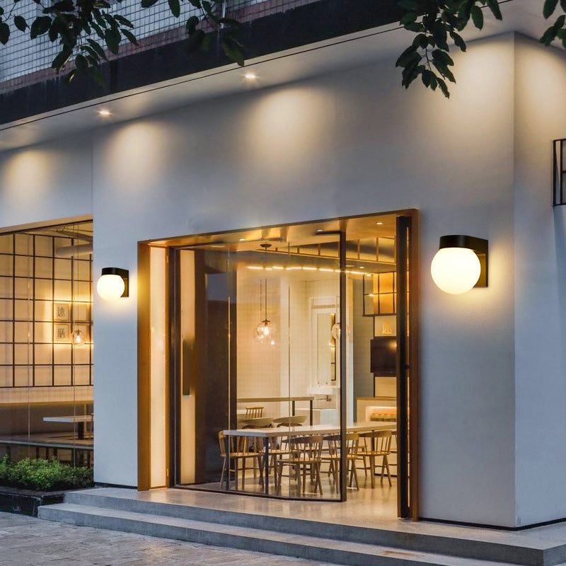 Kugelwandbeleuchtung moderner Milch weiß weißes Glas 1 leichte Leuchtenlampe für Outdoor