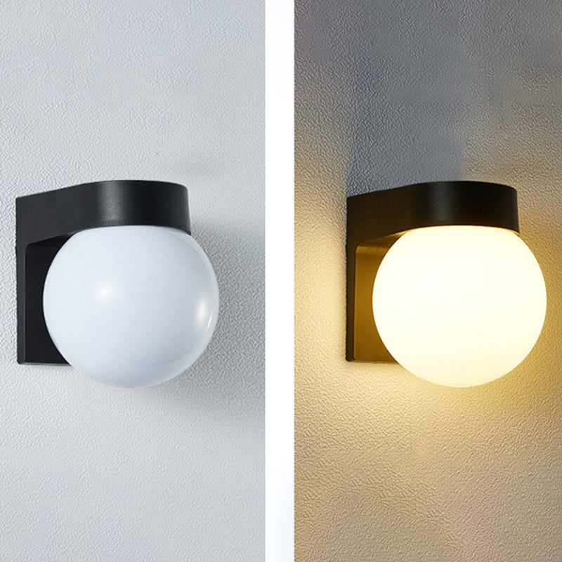 Kugelwandbeleuchtung moderner Milch weiß weißes Glas 1 leichte Leuchtenlampe für Outdoor