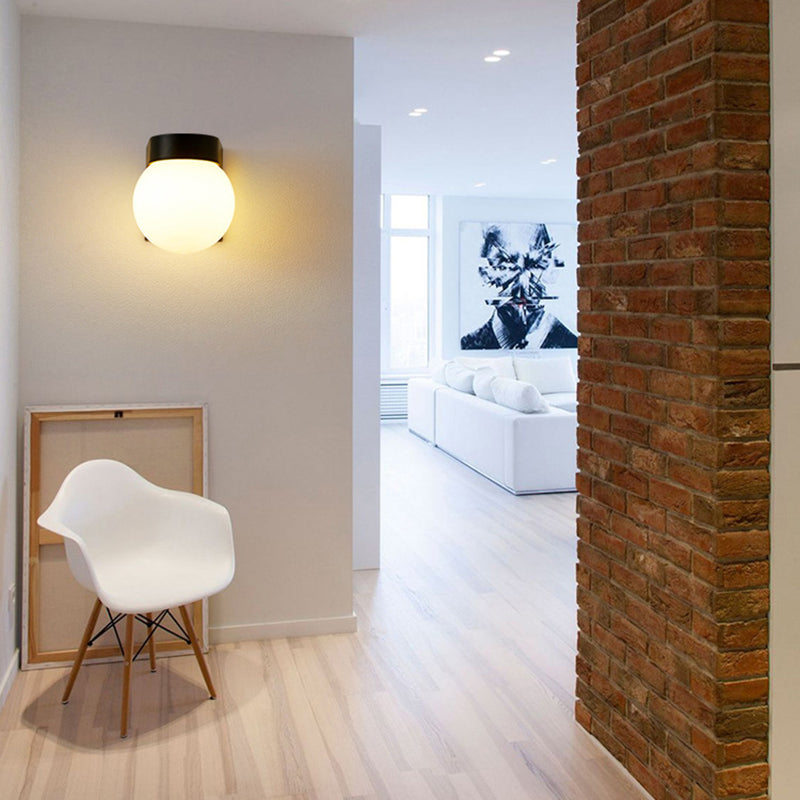 Kugelwandbeleuchtung moderner Milch weiß weißes Glas 1 leichte Leuchtenlampe für Outdoor