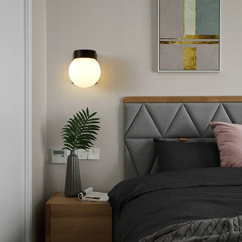 Kugelwandbeleuchtung moderner Milch weiß weißes Glas 1 leichte Leuchtenlampe für Outdoor