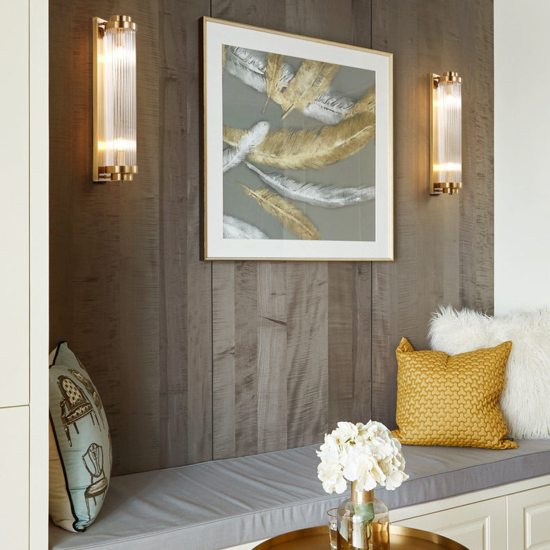 Tombra geométrica de 1 luces Medro de pared de estilo moderno Luz de montaje de pared de cristal en latón