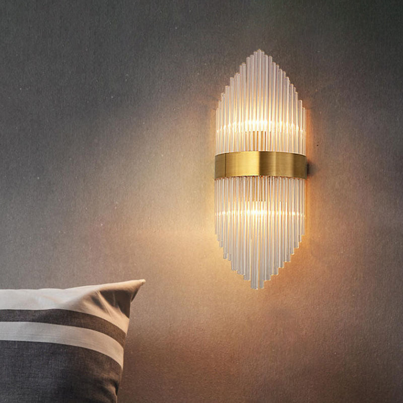 Geometrischer Schatten 2-Lights Wandleuchten Moderner Kristallwandmontageleuchte in Gold