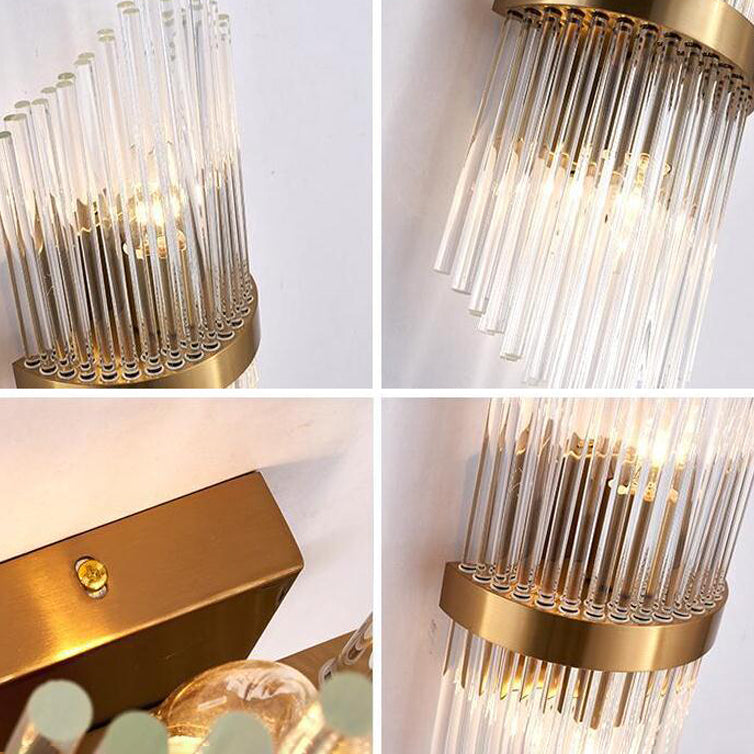Geometrischer Schatten 2-Lights Wandleuchten Moderner Kristallwandmontageleuchte in Gold