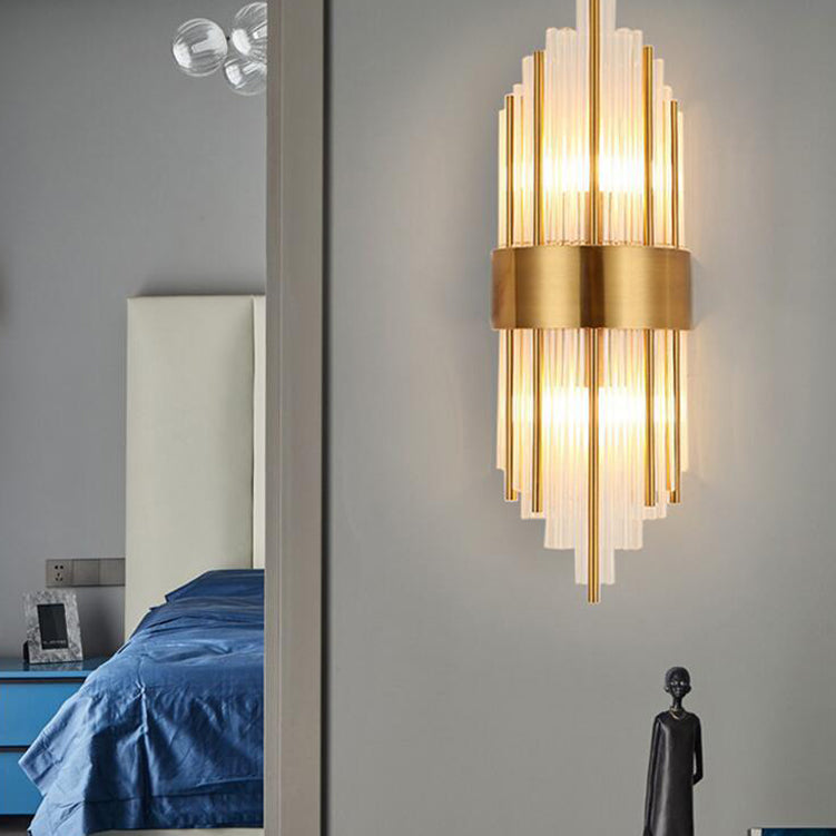 Geometrischer Schatten 2-Lights Wandleuchten Moderner Kristallwandmontageleuchte in Gold