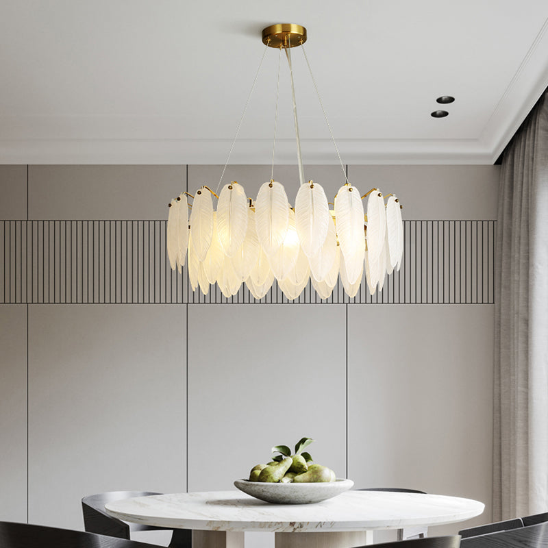 Modern Simple Led Pendant Light Metal Feather kroonluchter voor eetkamer
