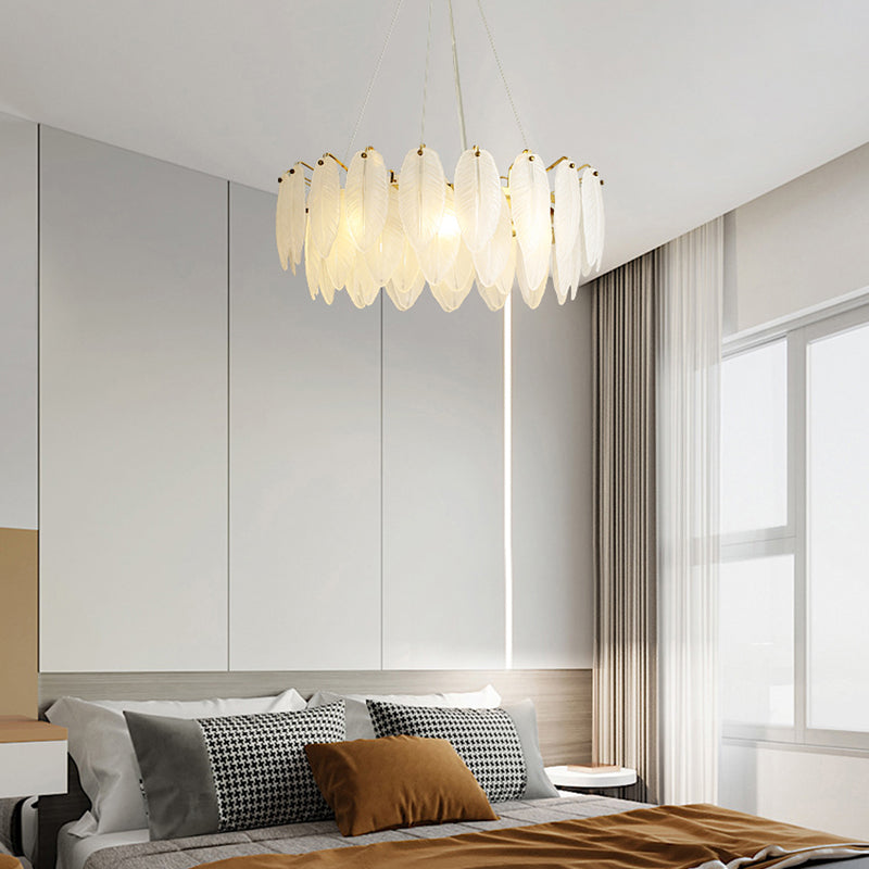 Modern Simple Led Pendant Light Metal Feather kroonluchter voor eetkamer