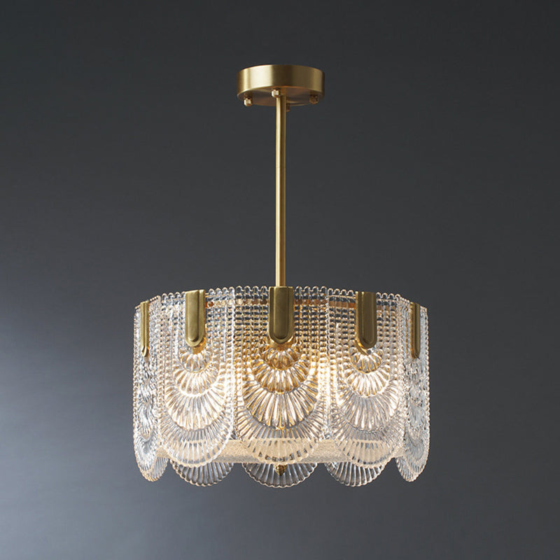 Light Luxury Style LED Chandelier Glass Geometric Pendant Light for Living Room