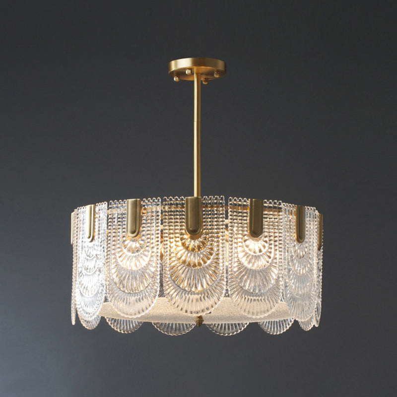 Light Luxury Style LED Chandelier Glass Geometric Pendant Light for Living Room