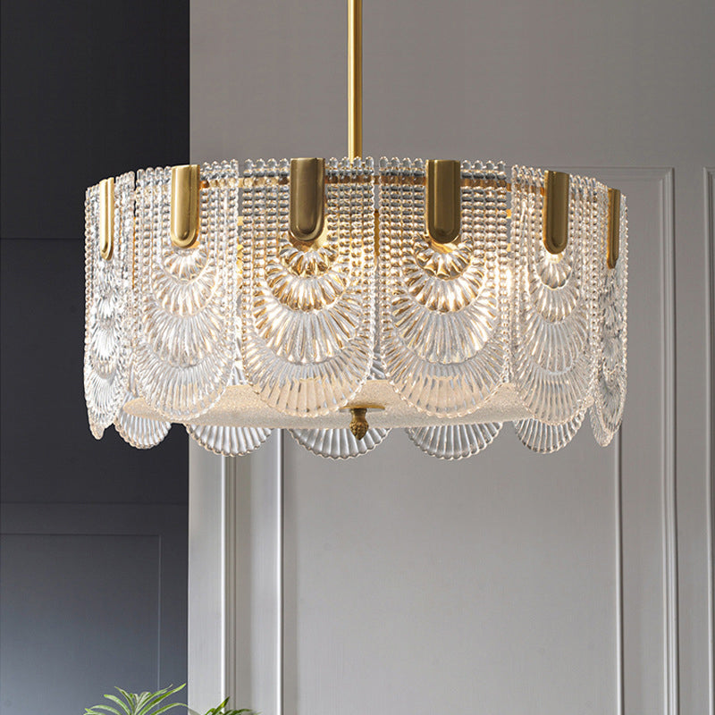 Light Luxury Style LED Chandelier Glass Geometric Pendant Light for Living Room