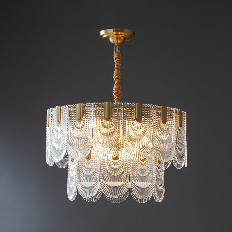 Light Luxury Style LED Chandelier Glass Geometric Pendant Light for Living Room