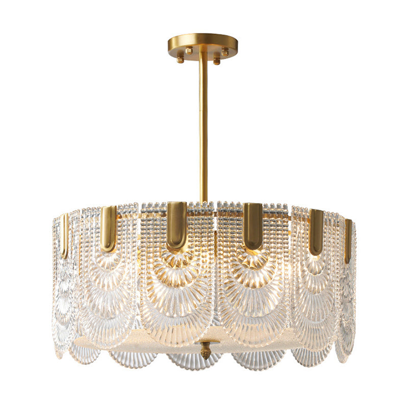 Light Luxury Style LED Chandelier Glass Geometric Pendant Light for Living Room