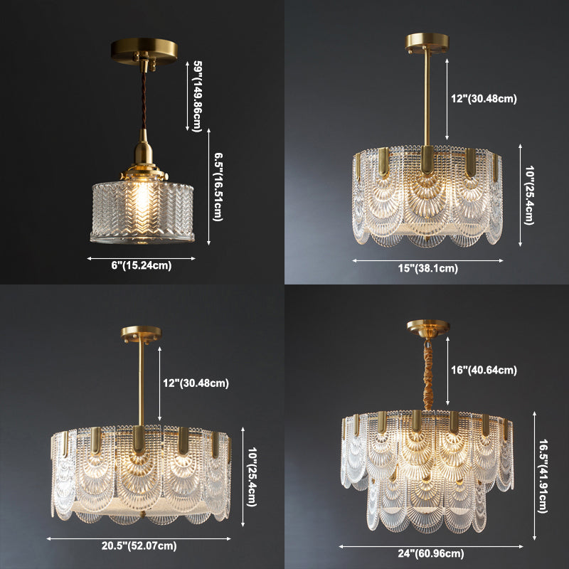 Light Luxury Style LED Chandelier Glass Geometric Pendant Light for Living Room