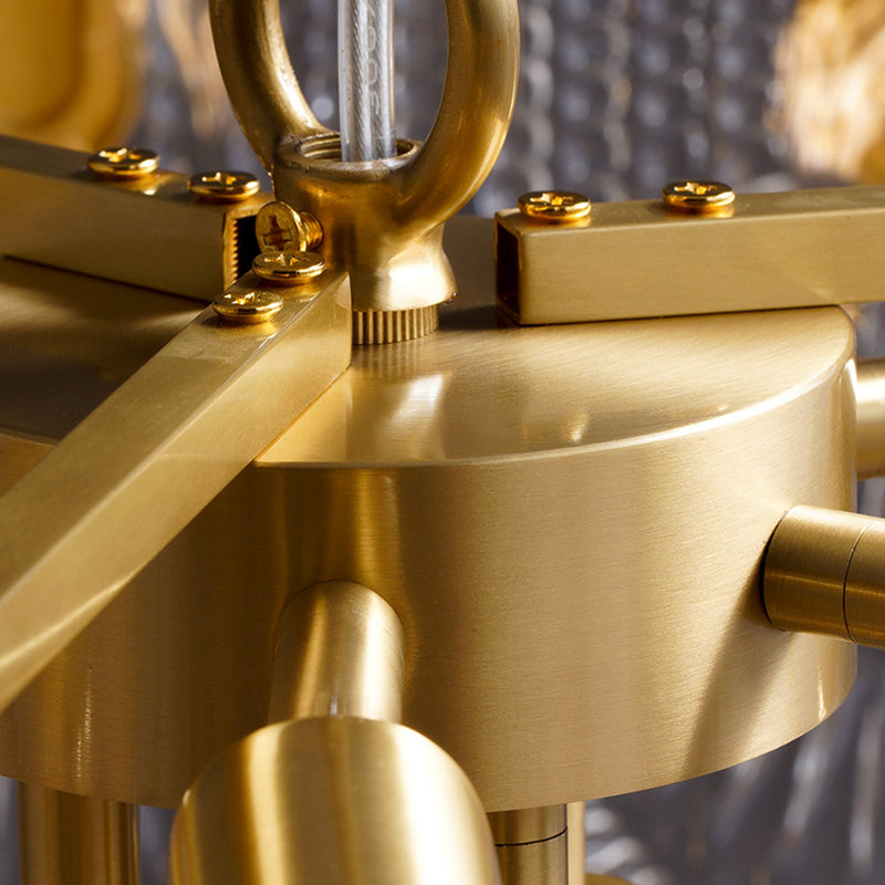 Light Luxury Style LED Chandelier Glass Geometric Pendant Light for Living Room