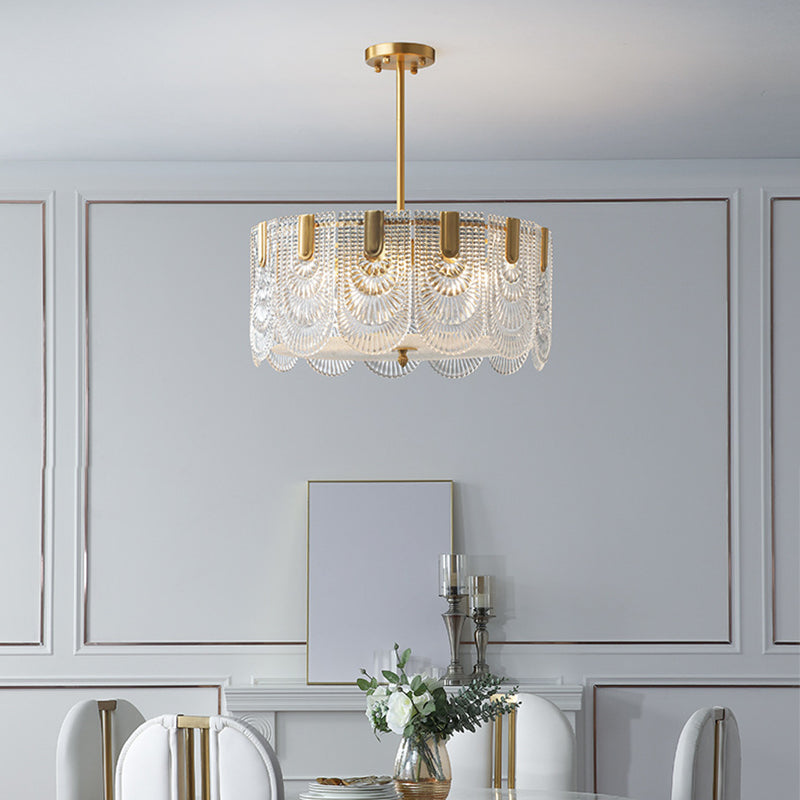 Light Luxury Style LED Chandelier Glass Geometric Pendant Light for Living Room