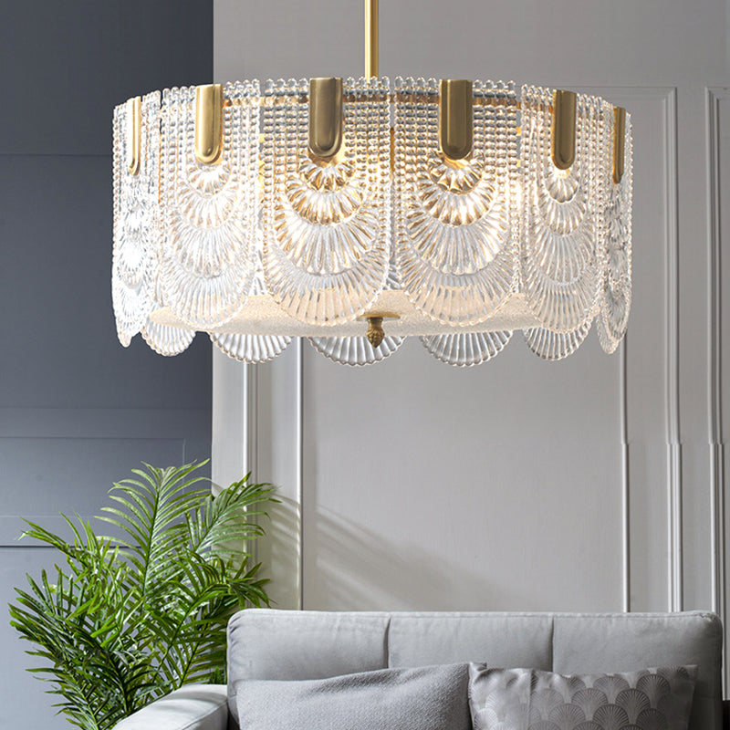 Light Luxury Style LED Chandelier Glass Geometric Pendant Light for Living Room