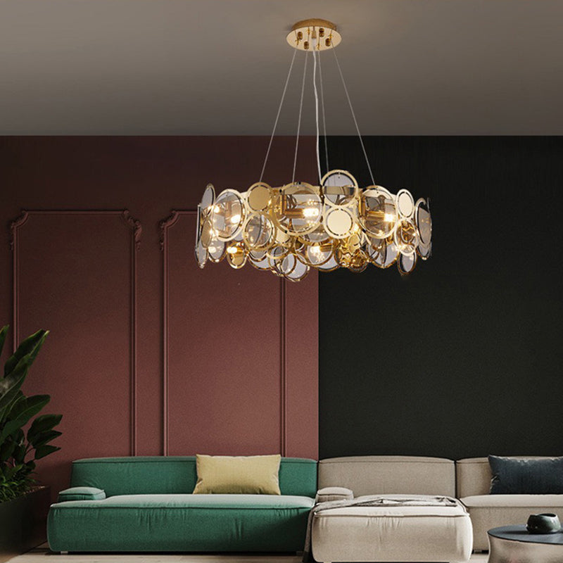 Contemporary Simple LED Chandelier Glass Geometric Pendant Light for Living Room
