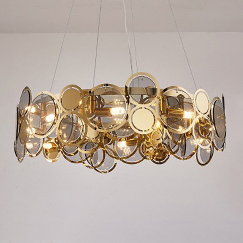 Contemporary Simple LED Chandelier Glass Geometric Pendant Light for Living Room