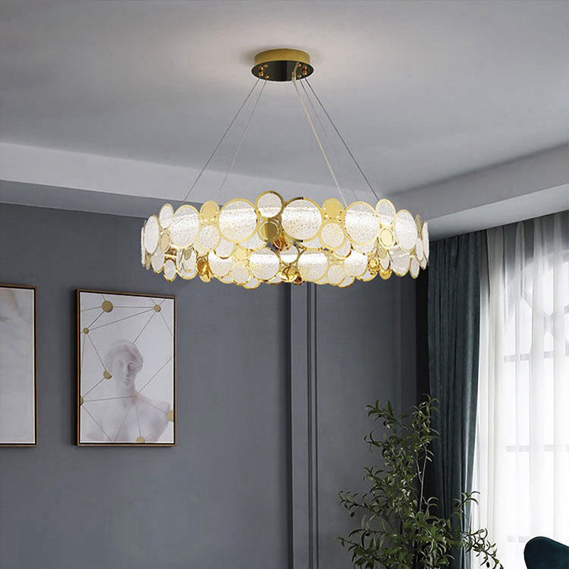 Eigentijdse eenvoudige led kroonluchter glazen geometrische hanglamp voor woonkamer