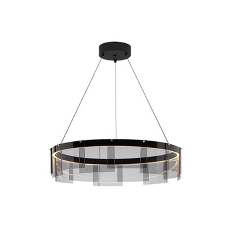 Modern Simple LED Chandelier Glass Circular  Pendant Light for Living Room