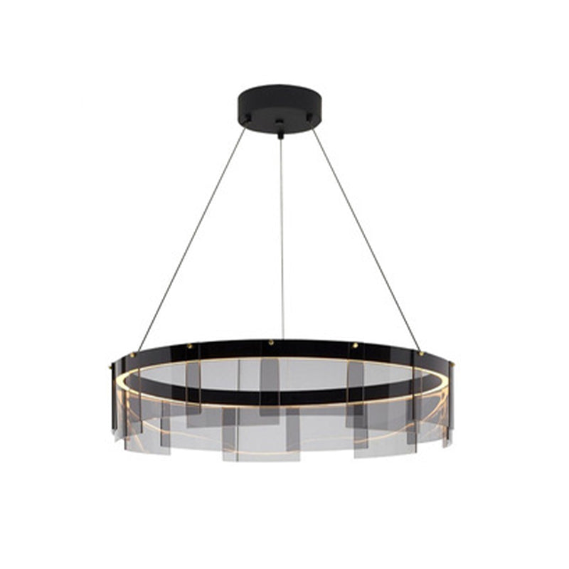 Modern Simple LED Chandelier Glass Circular  Pendant Light for Living Room