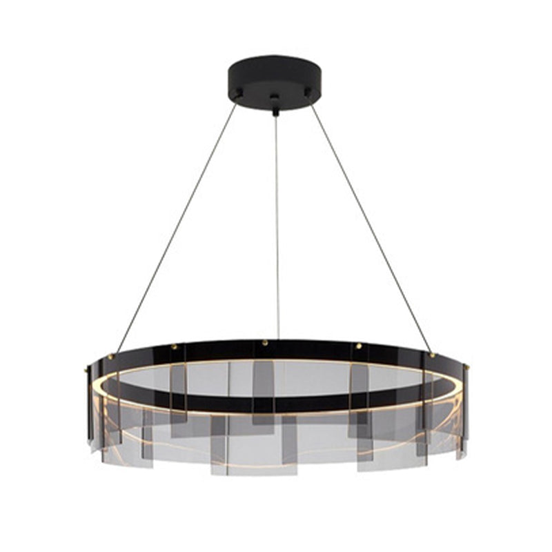 Modern Simple LED Chandelier Glass Circular  Pendant Light for Living Room