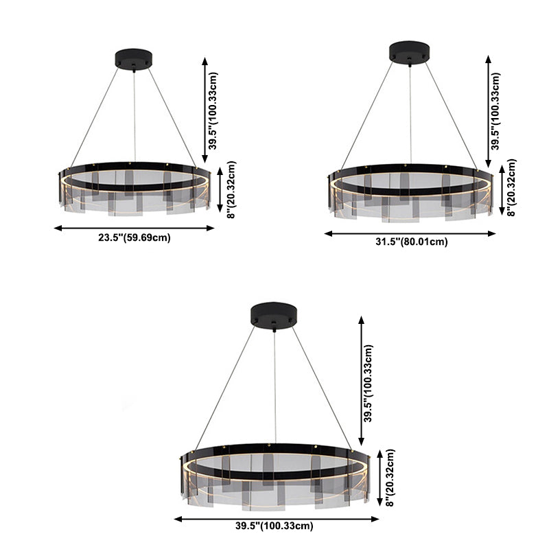 Modern Simple LED Chandelier Glass Circular  Pendant Light for Living Room