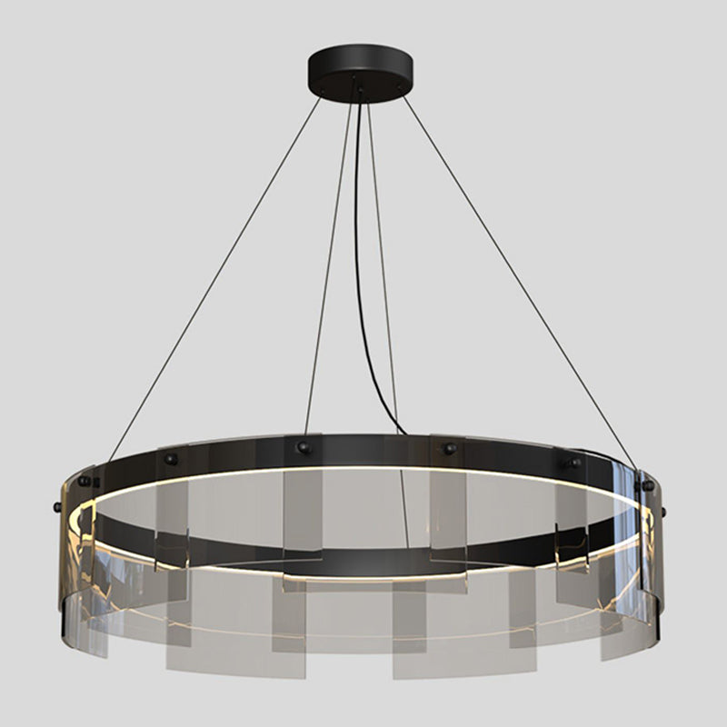 Modern Simple LED Chandelier Glass Circular  Pendant Light for Living Room