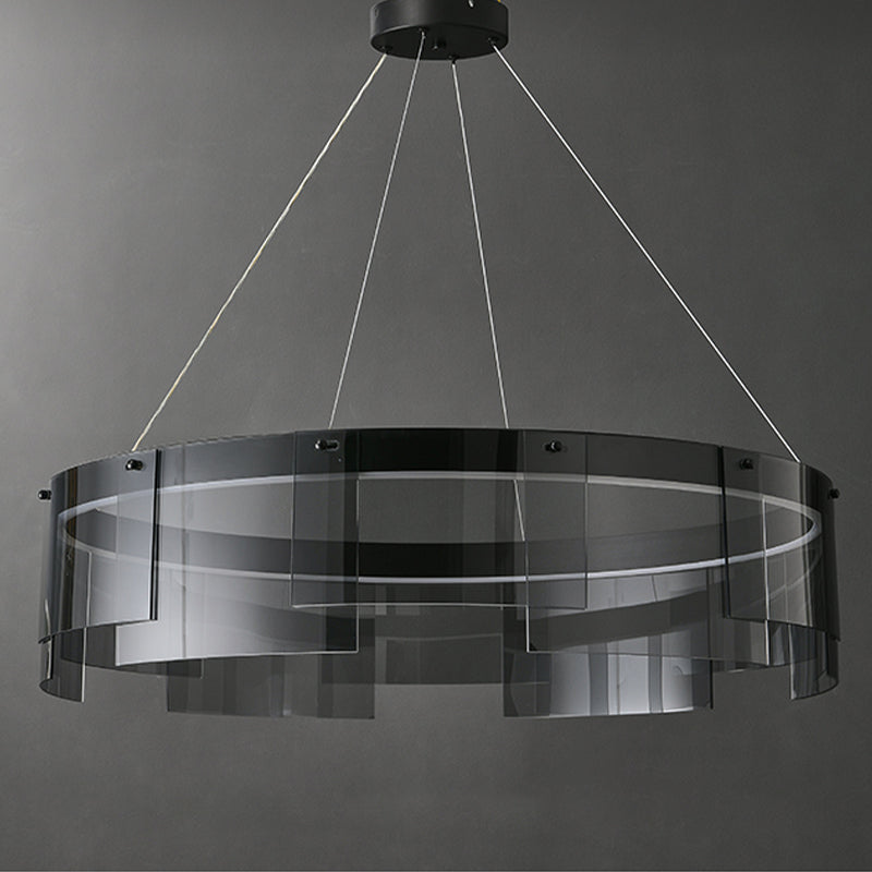 Modern Simple LED Chandelier Glass Circular  Pendant Light for Living Room