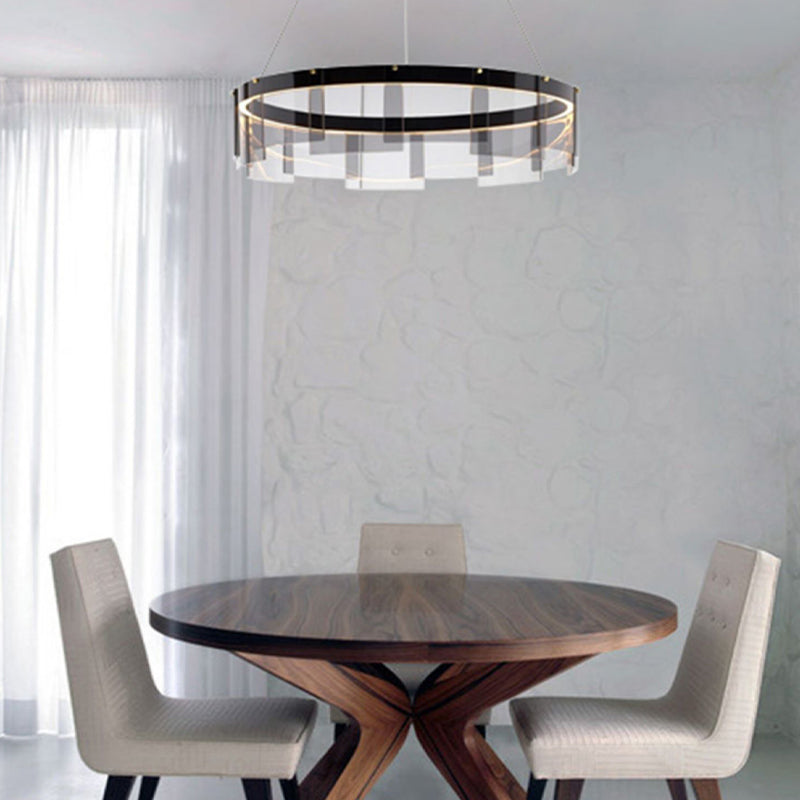 Modern eenvoudige LED kroonluchter glas cirkelvormige hanglamp voor woonkamer