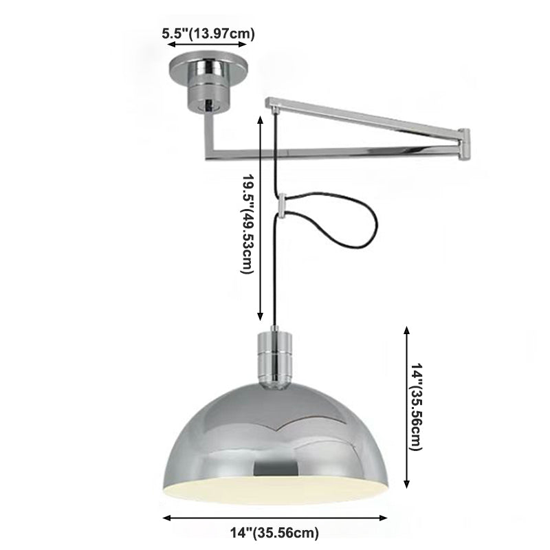 Postmodern Style Bowl Shade Hanging Light Metal 1 Light Pendant Lamp for Restaurant