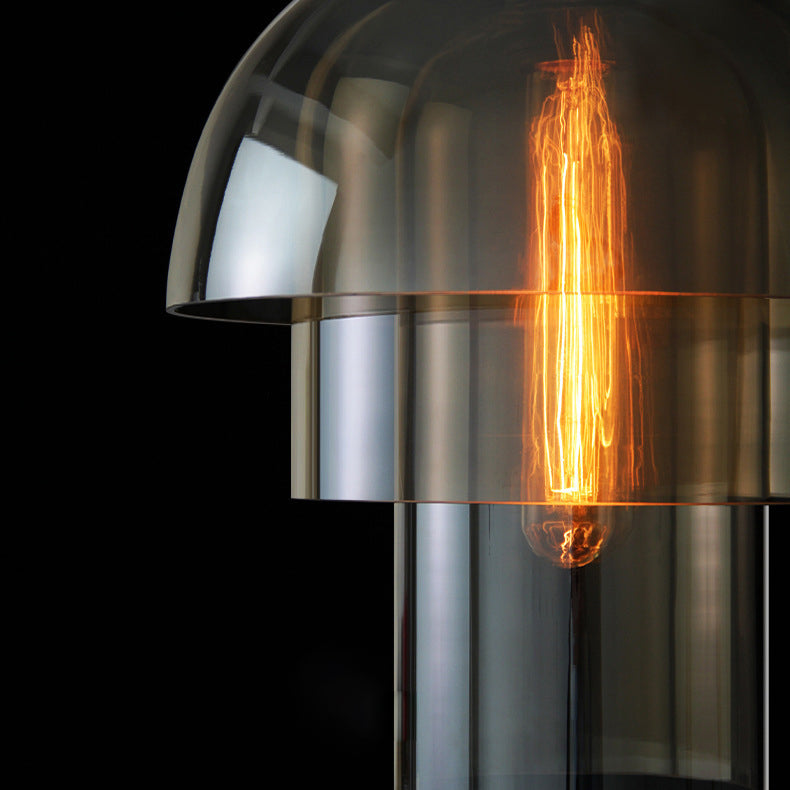 Wrought Iron Single Pendant Light in Modern Luxury Style Glass Geometric Hanging Lamp for Bedroom