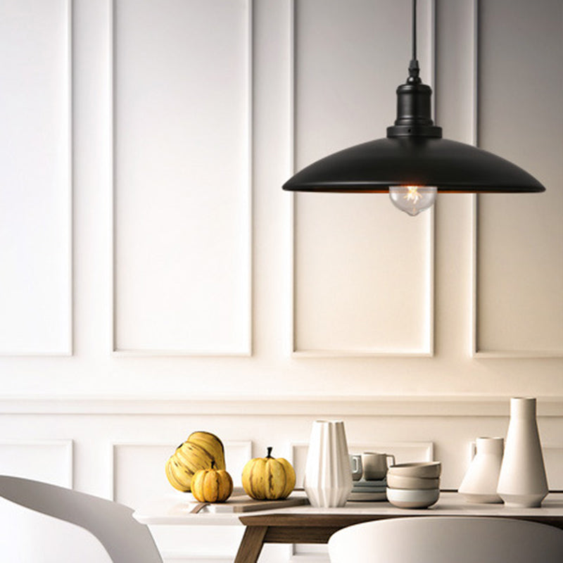 Lámpara colgante de cúpula de hierro de lámpara de colgante retro industrial con sombra de hierro