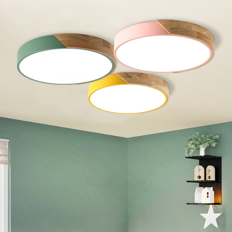 Geometry Shape LED Ceiling Lamp Modern Macaroon Iron 1 Light Flush Mount for Study Aisle
