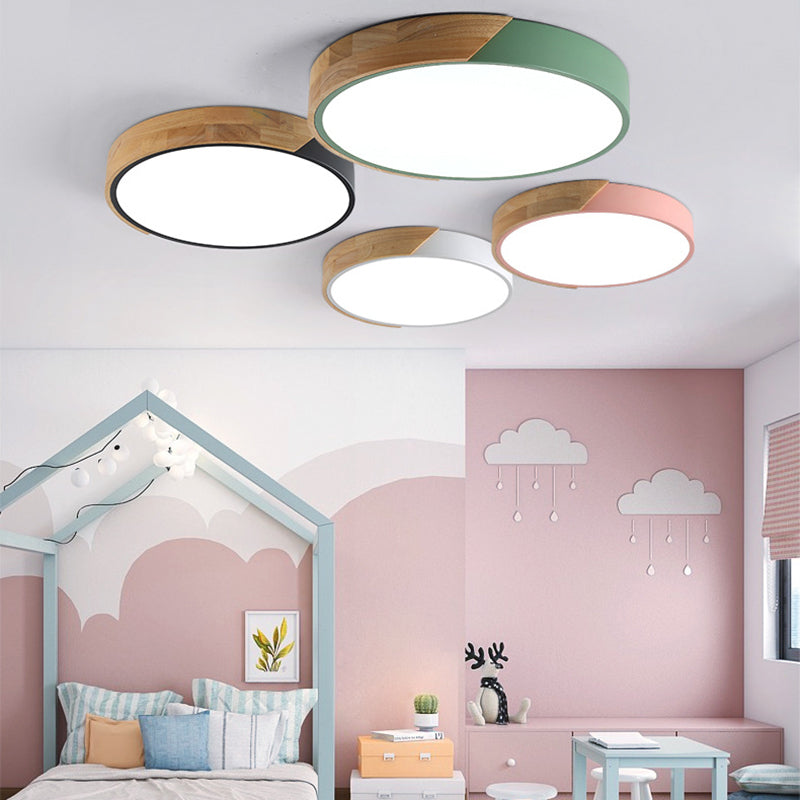 Geometry Shape LED Ceiling Lamp Modern Macaroon Iron 1 Light Flush Mount for Study Aisle