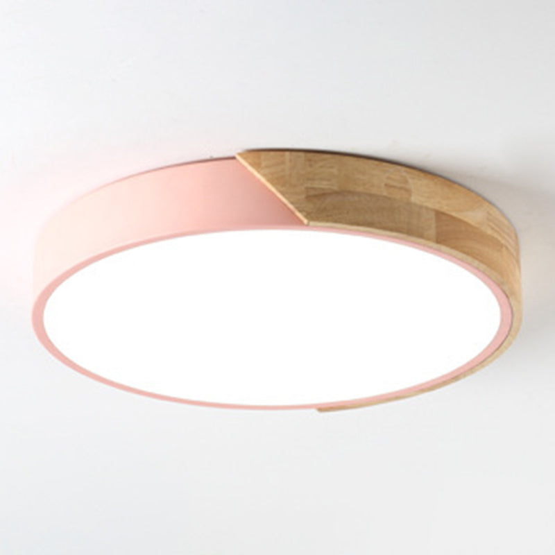 Geometry Shape LED Ceiling Lamp Modern Macaroon Iron 1 Light Flush Mount for Study Aisle