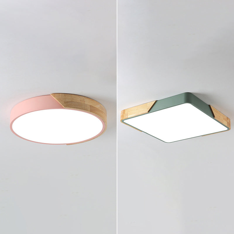 Geometry Shape LED Ceiling Lamp Modern Macaroon Iron 1 Light Flush Mount for Study Aisle