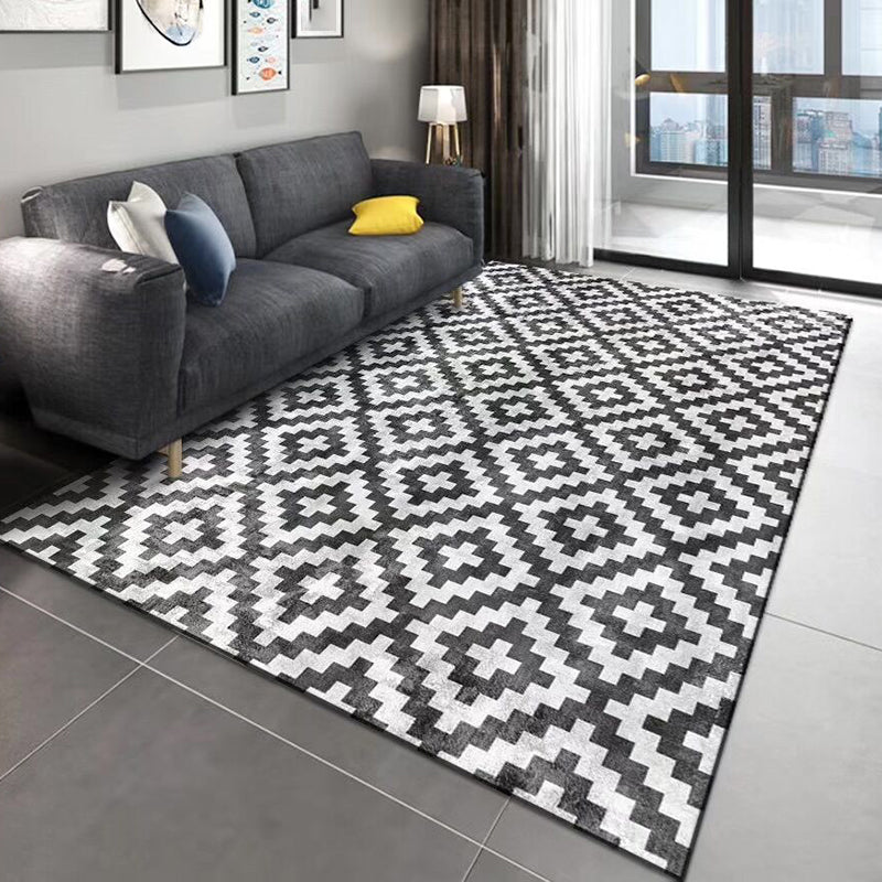 Modern Washable Carpet Abstract Print Indoor Rug Polyester Anti-Slip Area Carpet for Living Room