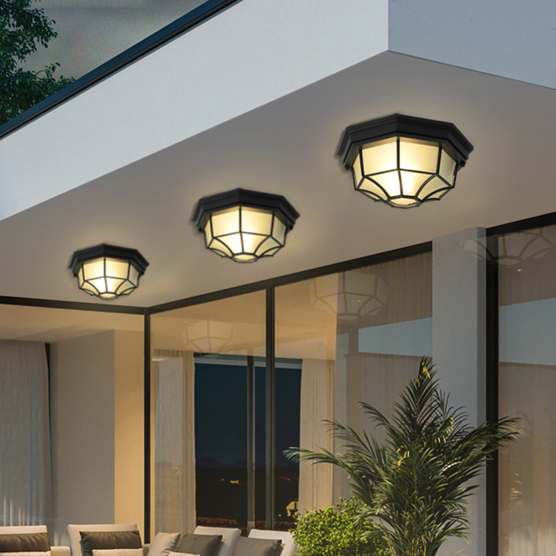 Lampe encastrée de Style moderne, abat-jour octogonal en verre, plafonnier de cour