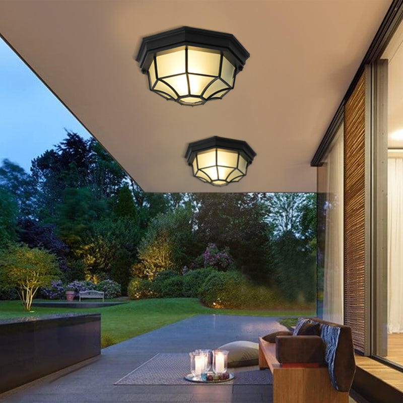 Lampe encastrée de Style moderne, abat-jour octogonal en verre, plafonnier de cour