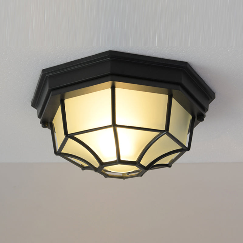 Lampe encastrée de Style moderne, abat-jour octogonal en verre, plafonnier de cour