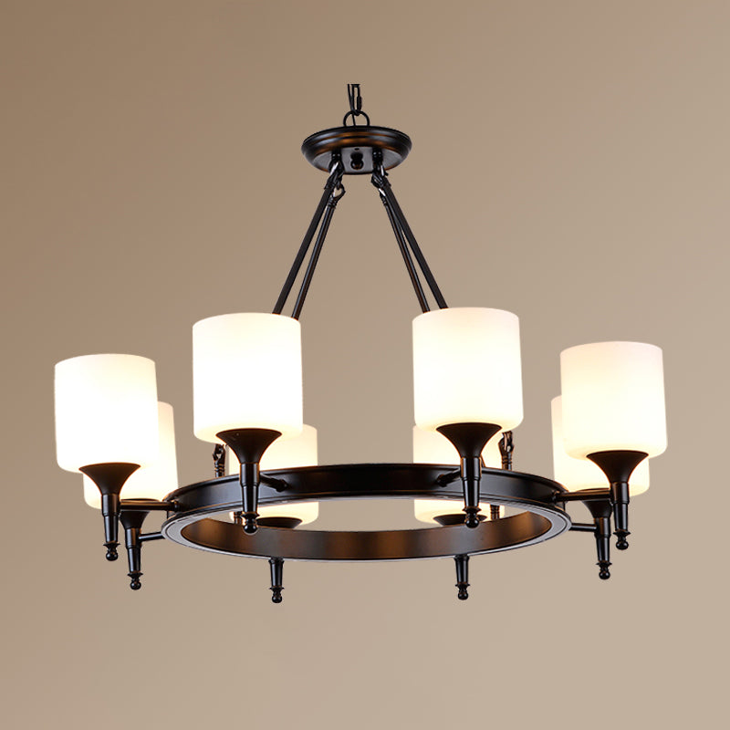 Traditional Style Glass Chandelier Round Suspension Pendant Light for Living Room
