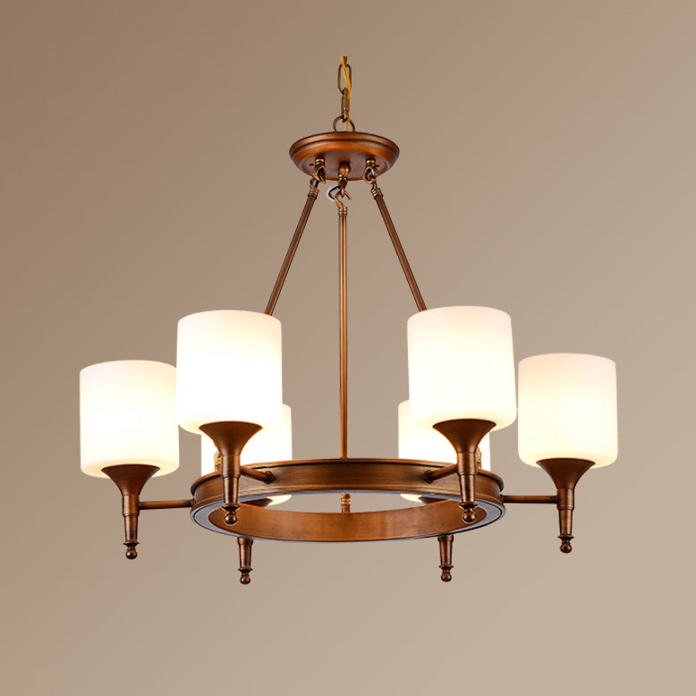 Traditional Style Glass Chandelier Round Suspension Pendant Light for Living Room