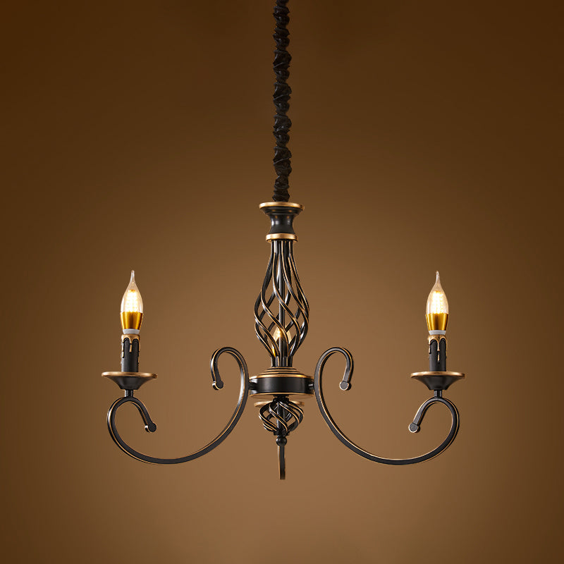 Traditionele stijl kroonluchter licht zwart-gouden metalen kaarsen hangende verlichtingsarmaturen