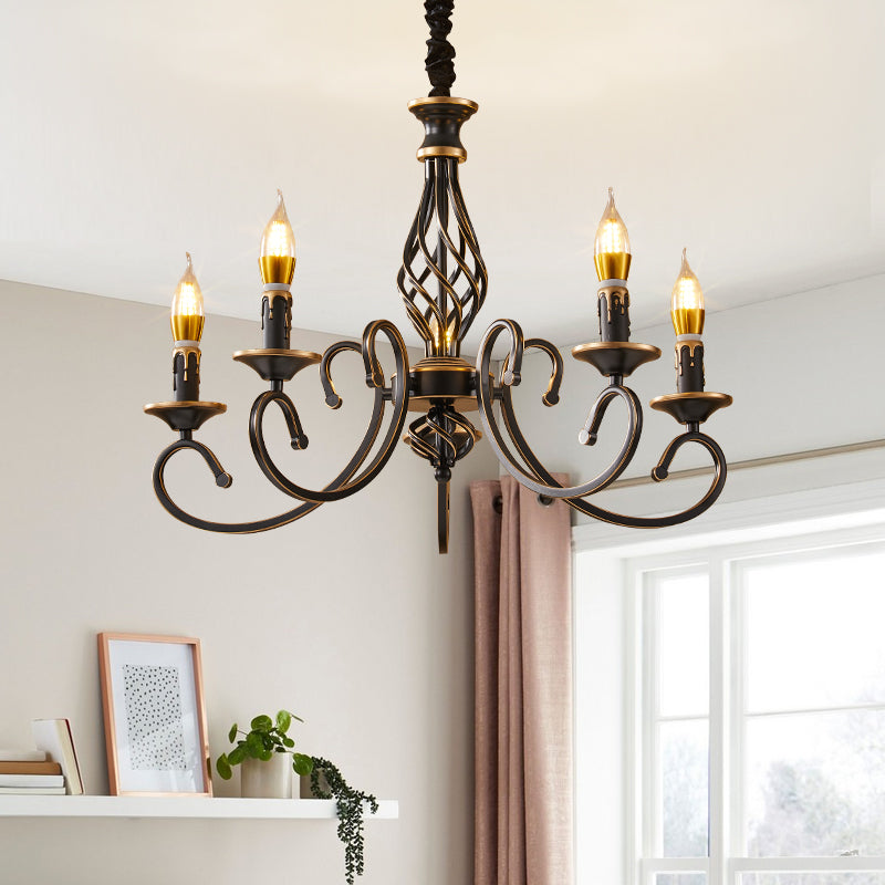 Lámparas de lámpara de estilo de estilo tradicional velas de metal dorado negro accesorios de iluminación colgantes